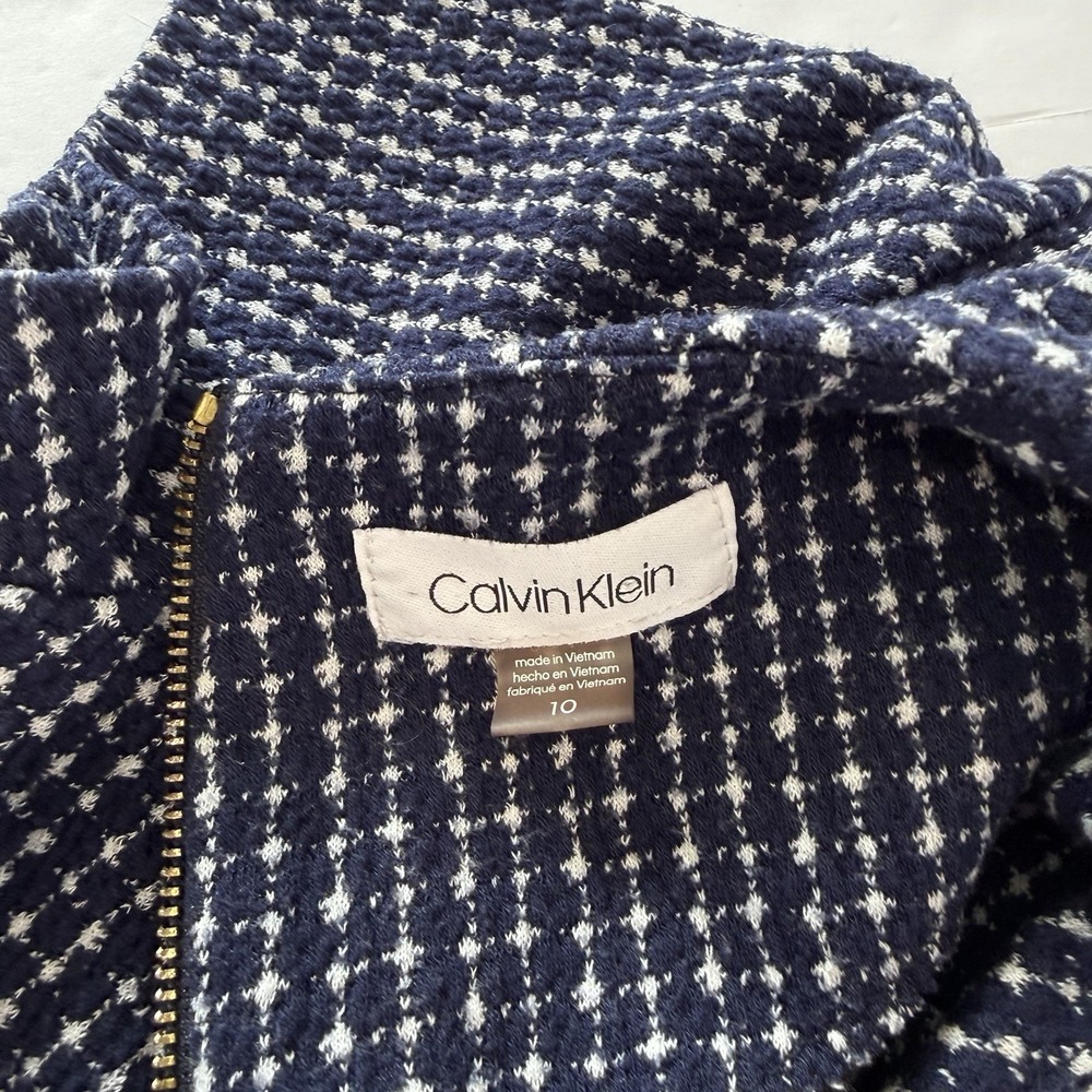 Calvin Klein Navy Blue‎ Tweed Short Sleeve Shift Dress Size 10 - Picture 10 of 11